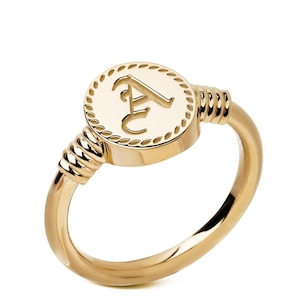 Sterling Silver Monogram Signet Ring: Personalized Initial, Gold Plated Option