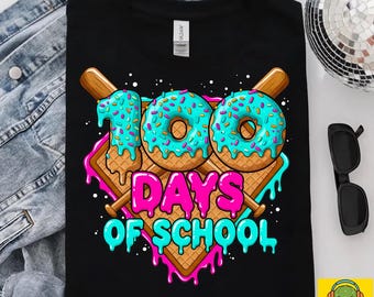 Grafika na koszulkę z okazji 100 dni szkoły, lody baseballowe PNG
