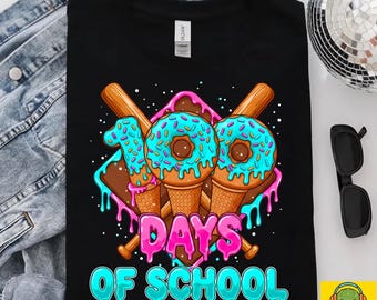 Grafika na koszulkę z okazji 100 dni szkoły, lody baseballowe PNG