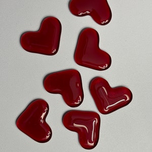 Red Glass Hearts New Sizes, Handmade Fused Glass Hearts image 7