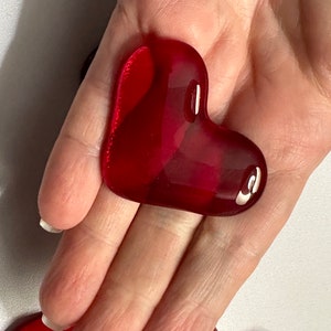 Red Glass Hearts New Sizes, Handmade Fused Glass Hearts image 8