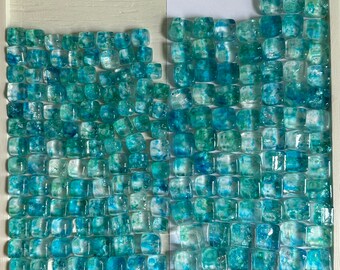 Cubes de verre fusionné, couleurs des Caraïbes, boules Beachy