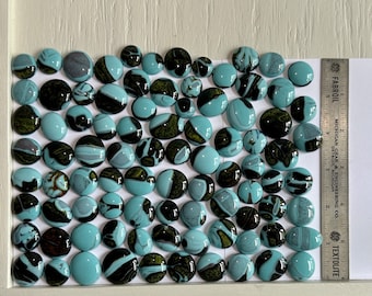 Wasser Glass, Turquoise and Black Glass Dots