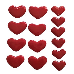 Red Glass Hearts New Sizes, Handmade Fused Glass Hearts image 1