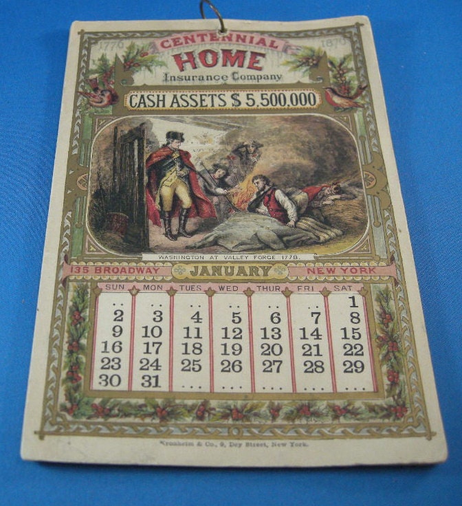 Antique 1876 Centennial Calendar Centennial Calendars 1776 Etsy