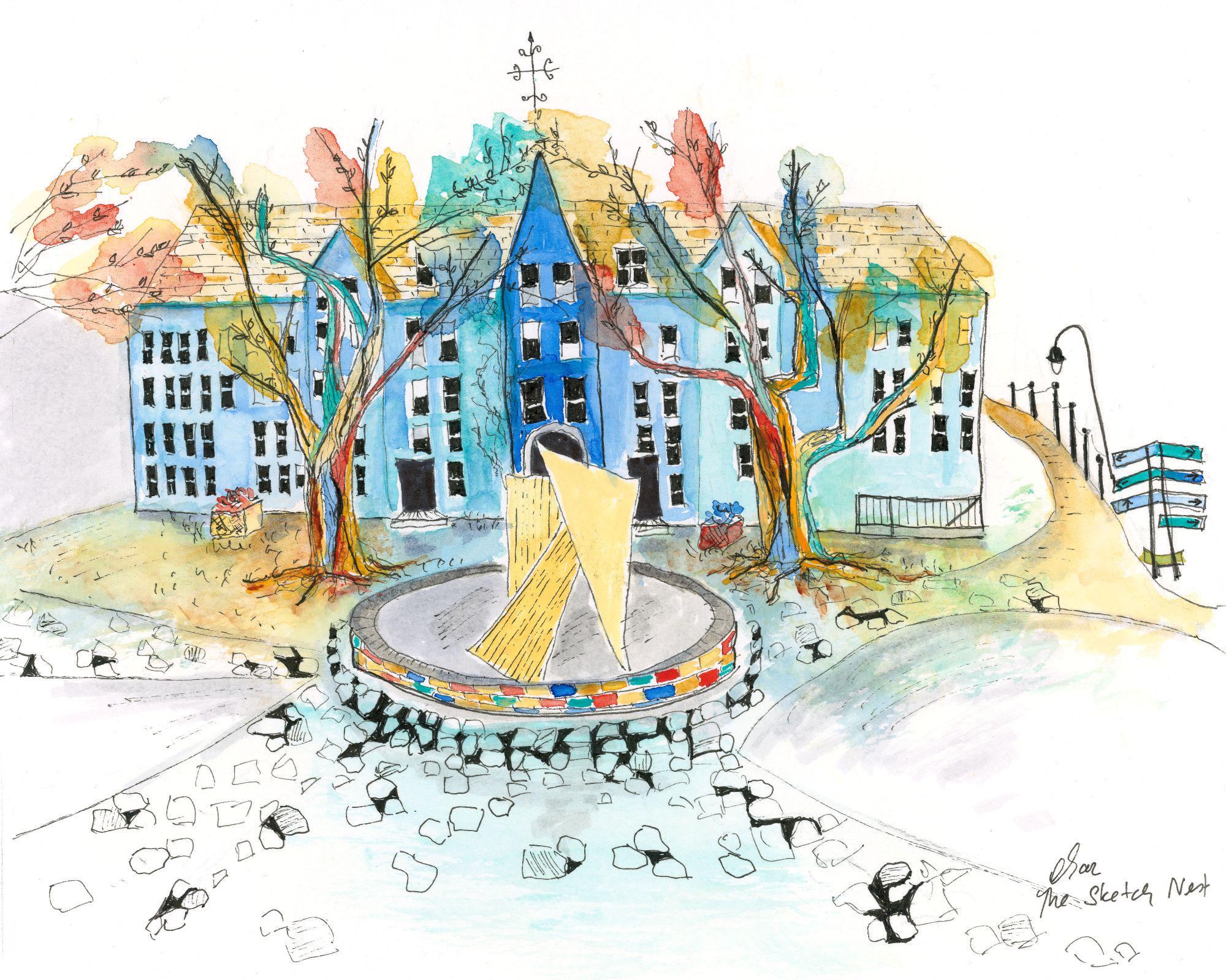 Oeuvre d'art à l'aquarelle de Toronto, esquisse urbaine dessinée à la main de l'Université de Toronto, art mural de l'architecture canadienne, cadeau de voyage pour les amateurs d'art