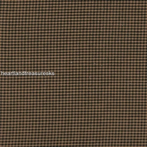 Dunroven House H-73 Mustard ~ Black Small Plaid Homespun Fabric / You Pick / Primitive / Sewing / Quilting / Home Decor. / Craft Projects