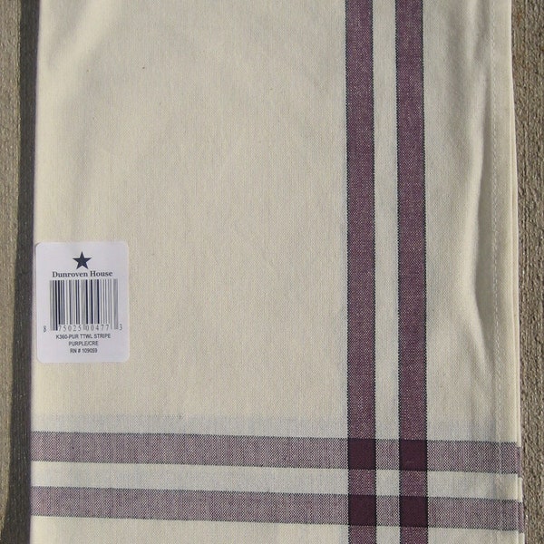 Dunroven House/Purple  w/ Black Stripe/Kitchen/Dish/Tea Towel/20"x28"/Housewarming Gift/Hostess/Embroidery/Appliqueing