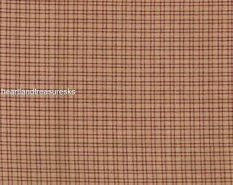 Country Red Plaid Homespun Fabric, Primitive Style Sewing Quilting H-302