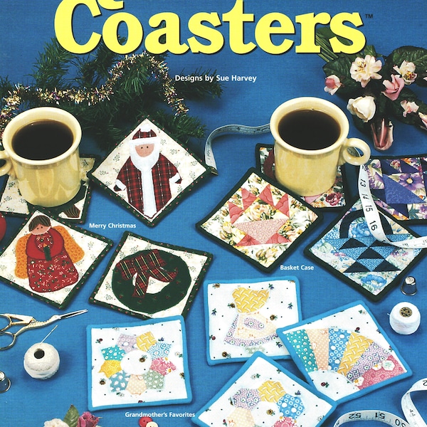 Quilted Coasters Quilt Pattern  Booklet/Pieced/Applique/48 Coaster Patterns/Sewing/Quilting/Holiday/Seasonal/Floral/New