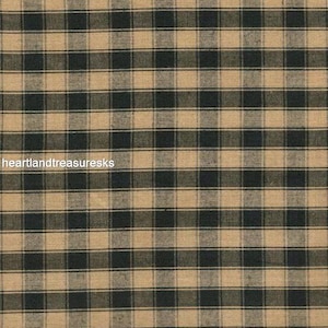 Dunroven House H-54 Black ~ Wheat Plaid Homespun Fabric / You Pick / Primitive / Sewing / Quilting / Home Decor./ Craft Projects