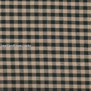 Dunroven House H-52  Black ~ Wheat Plaid Homespun Fabric ~ You Pick / Primitive / Sewing, Quilting, Home Decor. Projects
