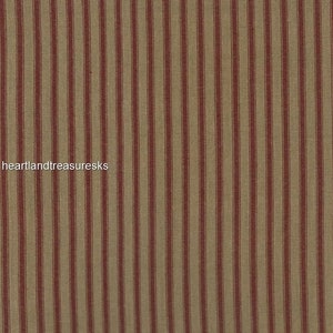 Dunroven House H-36 Country Red ~ Wheat Ticking Homespun Fabric / You Pick / Primitive / DYI Projects / Sewing / Quilting / Home Decor