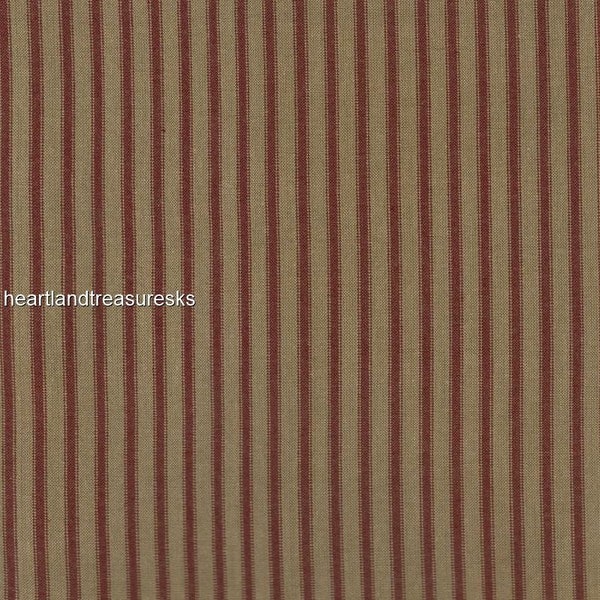 Dunroven House H-36 Country Red ~ Wheat Ticking Homespun Fabric / You Pick / Primitive / DYI Projects / Sewing / Quilting / Home Decor