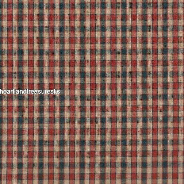 Dunroven House H-28 Homespun Navy ~ Red ~ Wheat Plaid Fabric ~ You Pick / Primitive / Sewing / Quilting / Home Decor. / Americana