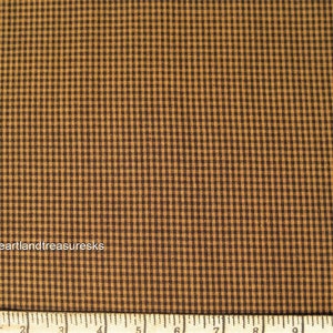 Dunroven House Tawny Spiced Pumpkin Homespun Fabric, Black Plaid Cotton