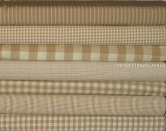 Dunroven House 7 Primitive Homespun Wheat & Cream Fabric Fat Quarters, Sewing, Quilting, Primitive Projects