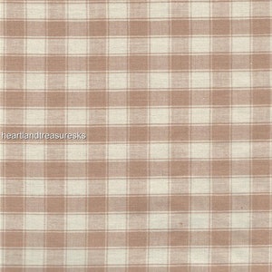 Dunroven House H-84  Wheat ~ Cream Large Plaid Homespun Fabric / You Pick / Primitive / Sewing / Quilting / Home Decor. Projects