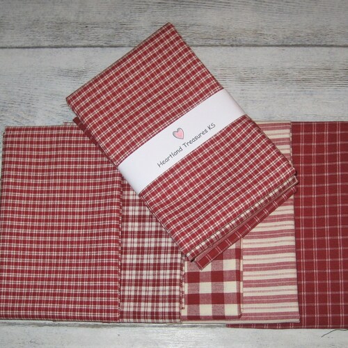 Dunroven House 5 Primitive Homespun Country Red / Wheat Fabric - Etsy