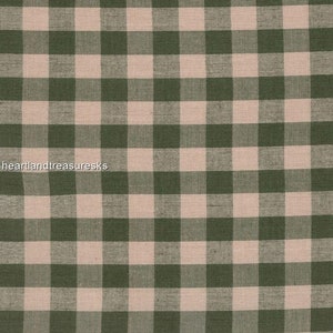 Dunroven House H-103SG  Sage ~ Wheat Large Plaid Homespun Fabric / You Pick / Primitive / Sewing / Quilting / Home Decor/ Craft Projects
