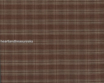 Dunroven House H-91 Brown ~ Wheat Plaid Homespun Fabric / Primitive / Sewing / Quilting / Home Decor. / Craft Projects