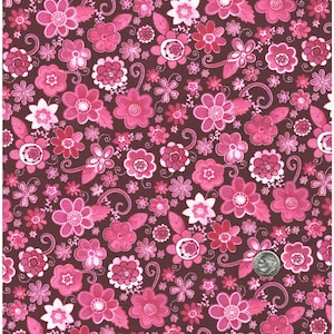 Floral Print Cotton Fabric, Burgundy, Pink, White /Sewing/ Quilting/Crafts/Home Decor
