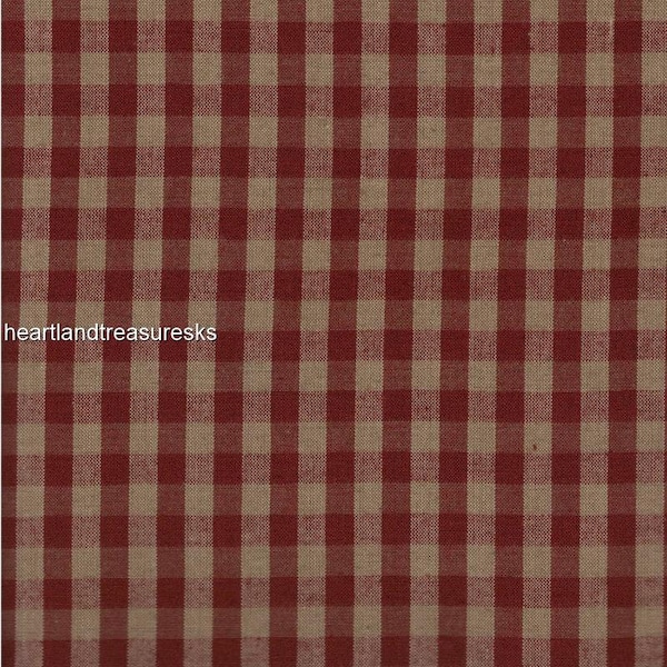 Dunroven House H-32 Country Red ~ Wheat Checkered Homespun Fabric ~ You Pick / Primitive / Sewing / Quilting / Home Decor. Projects