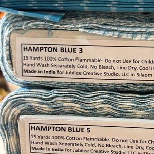 Hampton Blue Hampton Blue & White Homespun Fabric Bundle, 100% Cotton, 1/2 Yard Cuts ...