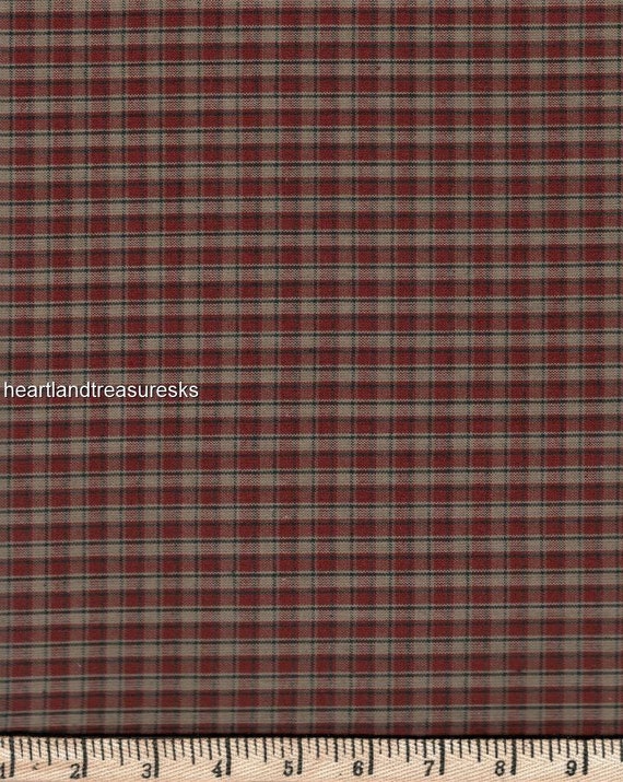 Dunroven House H-351 Country Red ~ Wheat ~ Navy Plaid Homespun Fabric ~ You Pick
