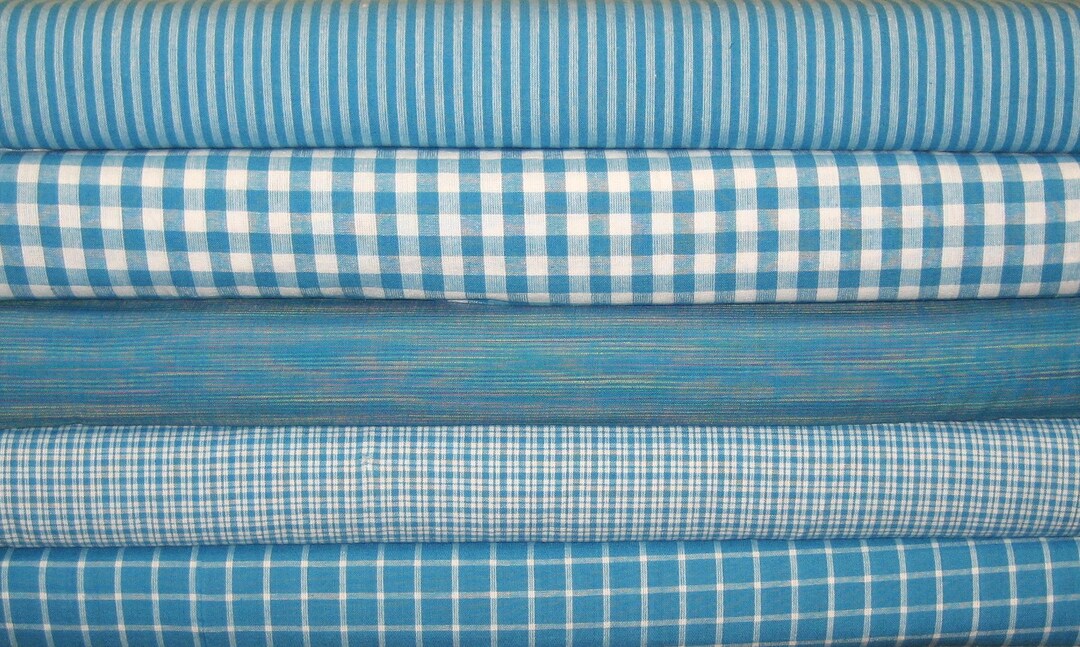 Hampton Blue Hampton Blue & White Homespun Fabric Bundle, 100% Cotton, 1/2 Yard Cuts ...
