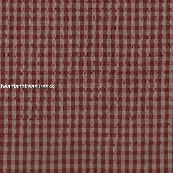 Dunroven House H-304 Country Red w/ Wheat Small Plaid Homespun Fabric / You Pick / Primitive / Sewing / Quilting / Home Decor. Projects