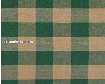 Green Wheat Plaid Homespun Fabric, Large Check Cotton Quilting