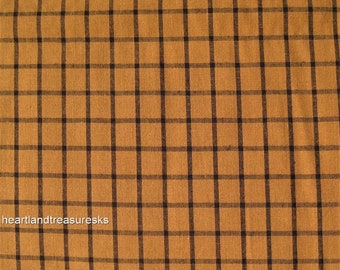 Dunroven House Tawny Pumpkin Spice Homespun Fabric with Black Stripe, Woven Cotton