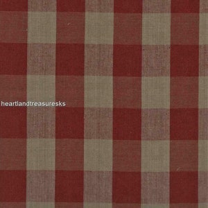 Dunroven House H-390 Country Red ~ Wheat Large Plaid Homespun Fabric ~ You Pick / Primitive / Sewing, Quilting, Fabric / Home Decor.