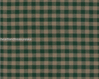 Green Wheat Checkered Homespun Fabric, Primitive Sewing Material