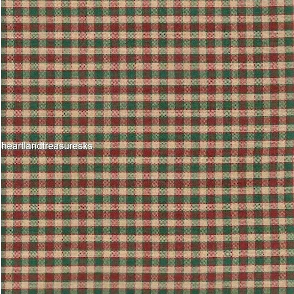 Dunroven House H-48 Green ~ Country Red ~ Wheat Plaid Homespun Fabric / You Pick / Sewing / Quilting / Holiday Projects / Primitives