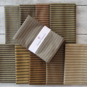 Dunroven House 9 Colors Primitive Ticking Homespun Fabric Fat Quarter Bundle