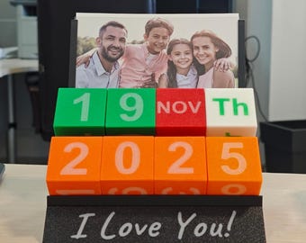 Calendario perpetuo personalizzato con cornice per foto / Versione fosforescente / Messaggio personalizzato / Organizer da scrivania, regalo per ufficio / Calendario eterno