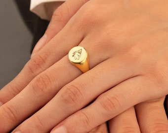 Gepersonaliseerde zegelring met monogram | Aangepaste gegraveerde ringen, zegelring, eerste ring voor vrouwen, zegelring gedenkteken, perfect cadeau