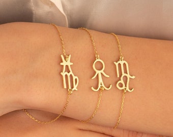 Double Zodiac Sign Bracelet | Custom Zodiac Sign Bracelet, Astrology Jewelry Gift, Zodiac Birthday Gift, Personalized Horoscop Bracelet