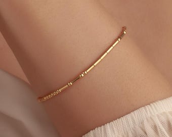 Personalisiertes Gold Filled Morse-Code Armband | Personalisierte Weihnachtsgeschenk, benutzerdefinierte versteckte Nachricht Armband, beste Weihnachtsgeschenk Schmuck