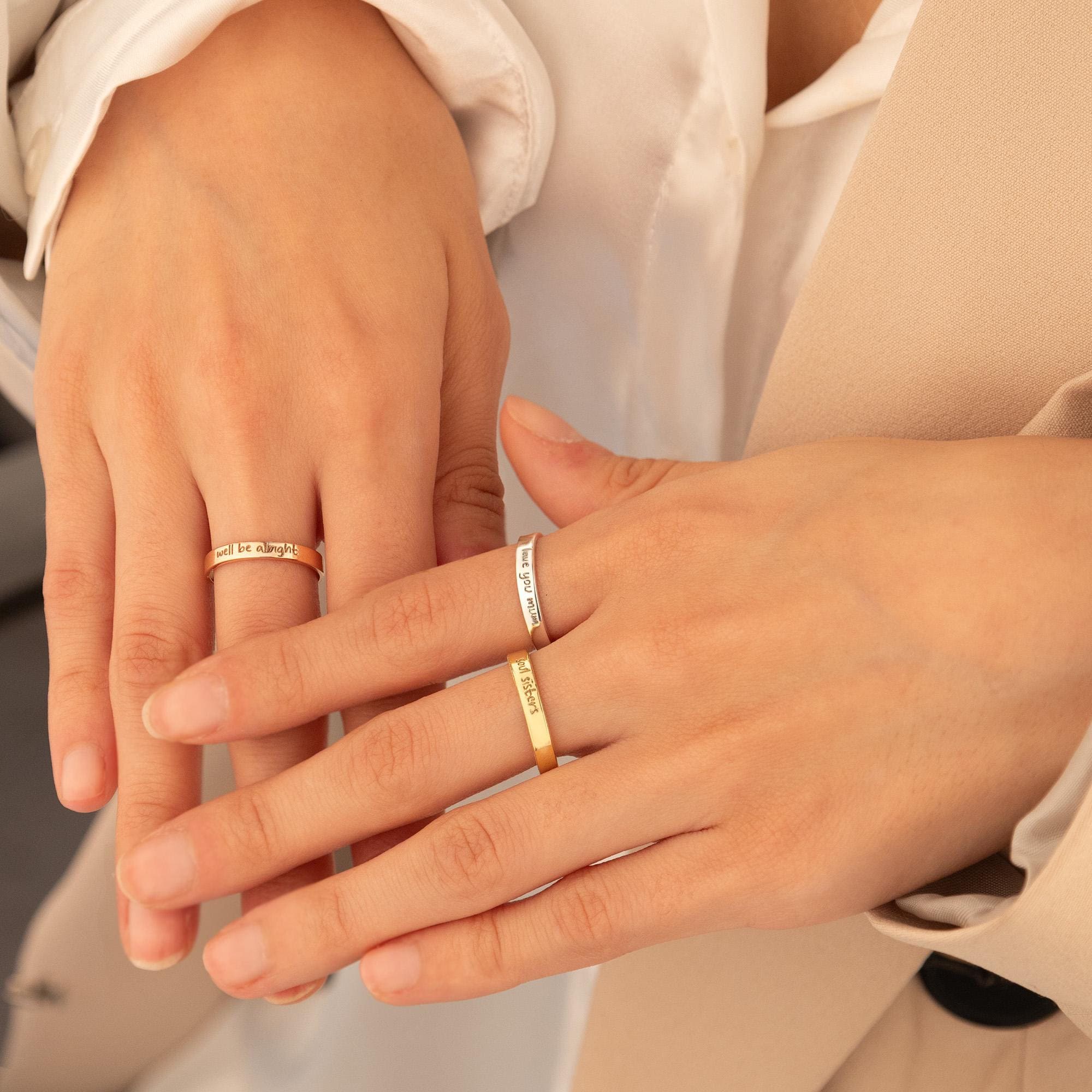 Personalized Handwriting Ring | Personalized Engraved Band Ring, Custom Handwriting Ring, Promise Ring, Memorial Band Ring, Gift for Her