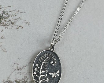 Butterfly with Fern Necklace * Sterling Silver* Sterling Silver Chain * Handmade * Gift