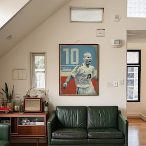 Zidane poster, France football print, World Cup, Euros art, number 10, wall decor, soccer art, sports print, vintage soccer, football art