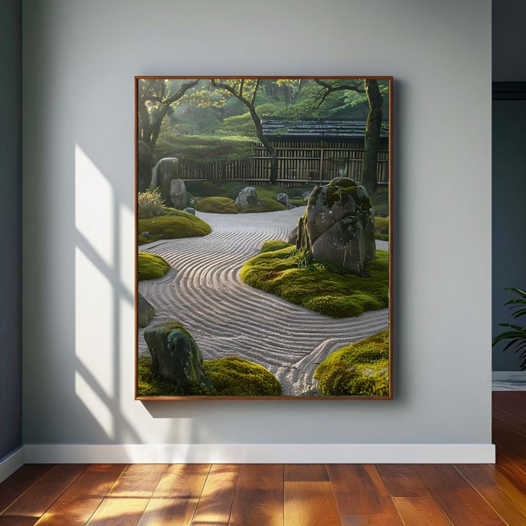 Zen Garden Art Print, Rolled Poster - Japanese Minimalist Wall Decor ...