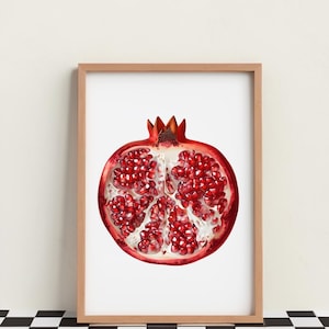 Pomegranate Wall Art Printable, Half-Cut Fruit Digital Print, Kitchen Decor Poster, Instant Download for Dining Room, Home