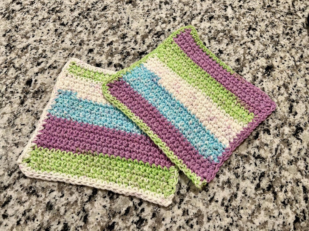 Netted Dish Rag Hand Crocheted Dish Rag Set of 2 - Etsy