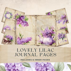 Paars lila ongewenste dagboekpagina's, bloemenjournaal, armoedige bloem digitaal papier, tuinplakboek, lente, oud, 8,5 x 11, afdrukbaar, JJ016