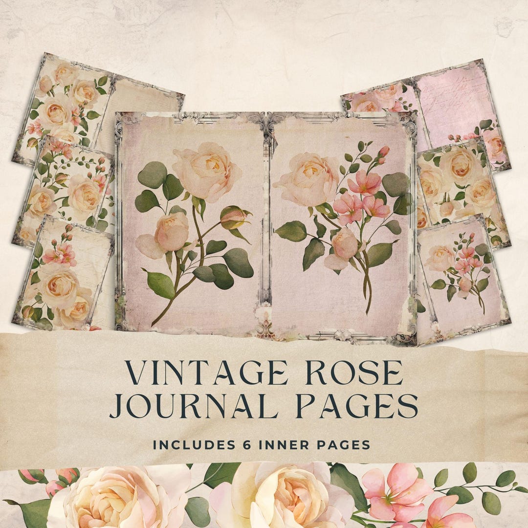 Rose Junk Journal Pages: Shabby Chic Vintage Style (digital Download ...
