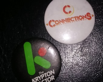 British TV Vintage 80s Badges - Krypton Factor and Connections